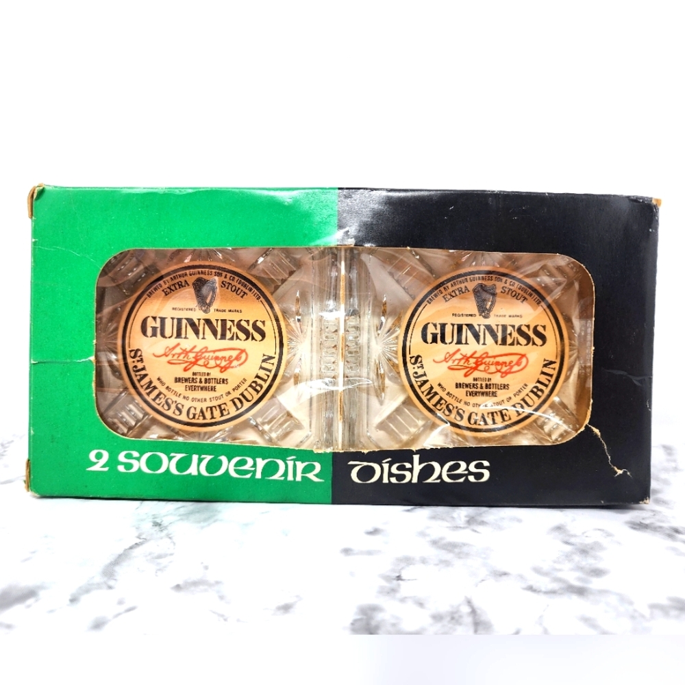 Vintage Guinness St. James Gate Dublin Souvenir Dishes Set Of 2